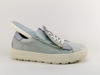 Basket ultra confortable femme cuir souple bleu ciel destockage marque COTEMER edora à pas cher