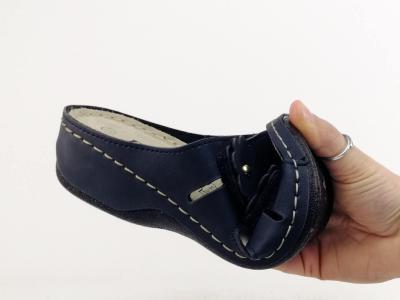 Mule femme compensée grand confort pieds sensibles larges marine MORAN'S passoa velcro