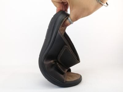 Mule homme cuir marron confortable à scratch destockage IMAC 753061 à pas cher