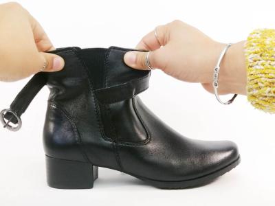 Bottine femme cuir souple noir grand confort pieds larges et sensibles CAPRICE 25420 largeur H
