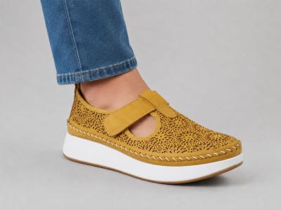 Chaussure femme cuir très souple jaune moutarde babies confortable PEDRO TORRES 103BON1