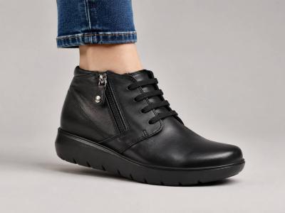 Chaussure femme pieds larges et sensibles grand confort cuir souple noir destockage IMAC 455860 856360