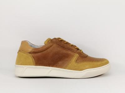 Basket homme cuir souple camel destockage CHEVIGNON snight confortable