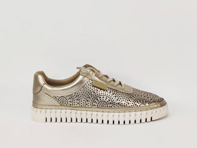 Baskets sans lacets femme cuir or très souple chic et confortable destockage CARMELA 162327