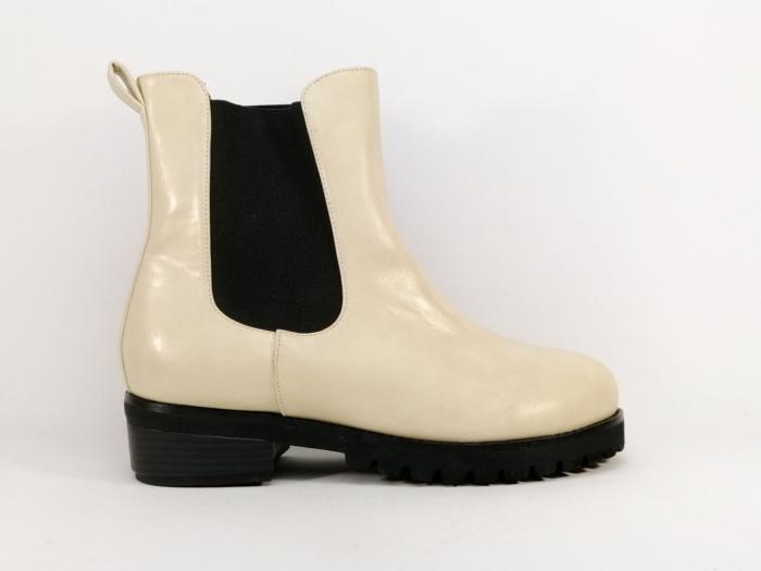 Bottine grande taille femme chic beige à talon en destockage ANDRES MACHADO AM4232 à pas cher