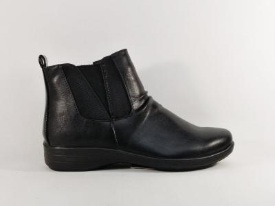 Bottines noires femme très souples et légères semelle cuir confort à pas cher SWEET'R dobby