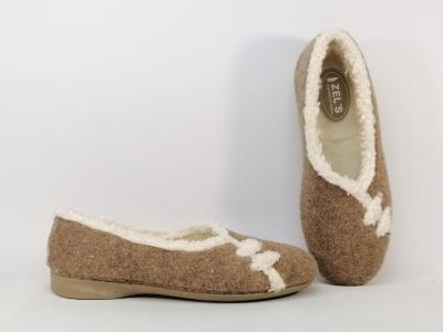 Chaussons ballerine femme chic et chauds fourrés beige ZEL'S 2487