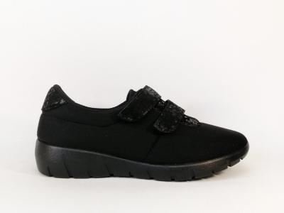 Chaussure pieds sensibles femme très souple et confortable noir à velcro BOISSY 2291