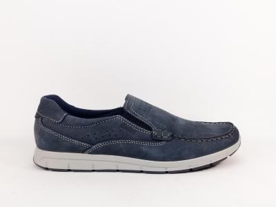 Chaussures homme sans lacets cuir bleu souple confortable destockage IMAC GALLUS lars