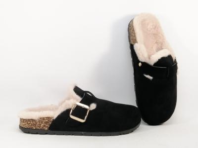 Sabot fourré femme chaud noir tendance à pas cher CHIC SHOES R116