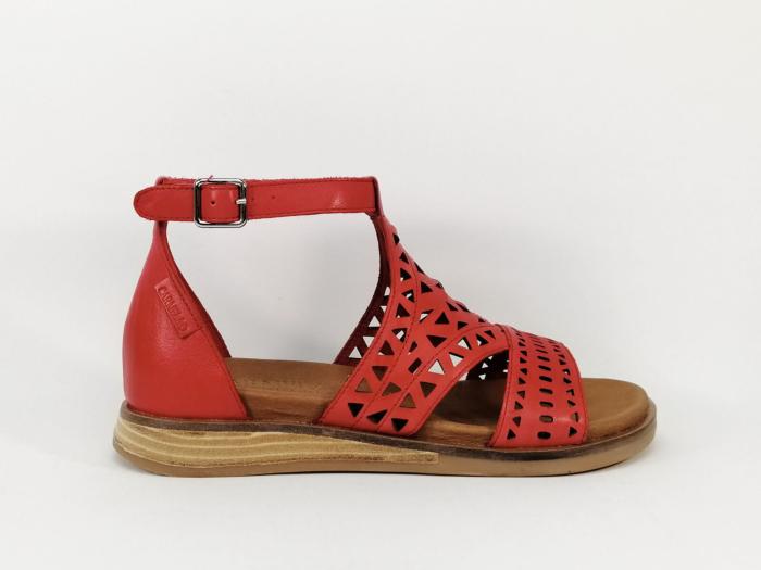 Sandale femme à talon fermé tout cuir rouge destockage CARMELA 67861