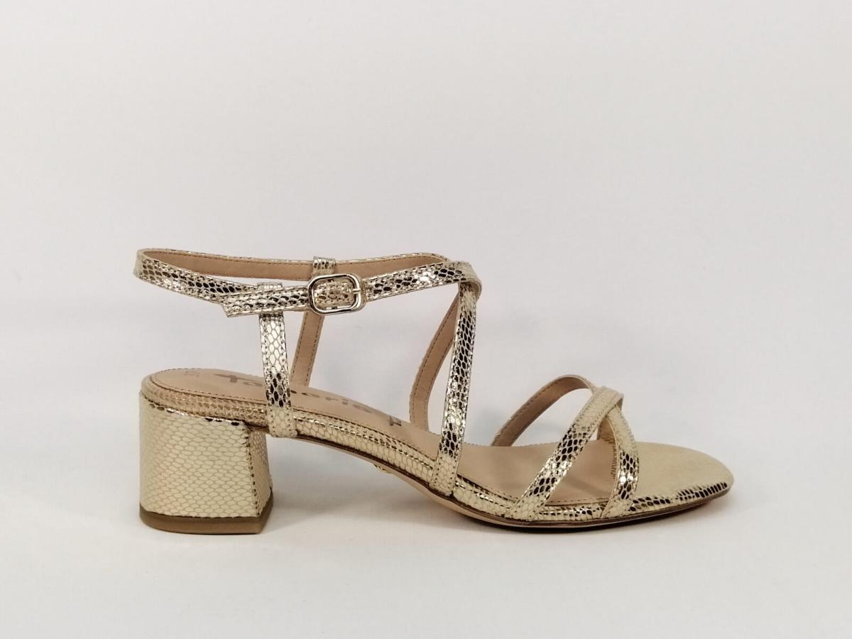 sandale talon carre argent