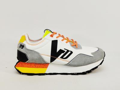 Sneakers homme tendance destockage VON DUTCH volf white orange confortable à pas cher