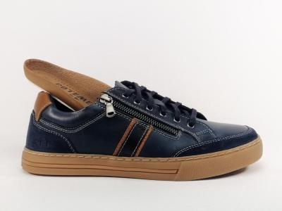 Basket homme cuir bleu marine confortable et souple destockage marque COTEMER troxy à pas cher