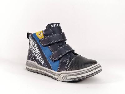 Basket montante  scratch simili cuir bleu STAR pour garons