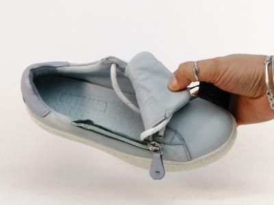 Basket ultra confortable femme cuir souple bleu ciel destockage marque COTEMER edora à pas cher