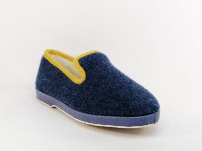 Chausson charentaise fourrée en pure laine bleu jean mixte homme femme SOCA 2520