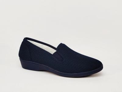 Chaussure femme pieds sensibles toile légère nid d'abeille souple marine SOCA 0620 compensé