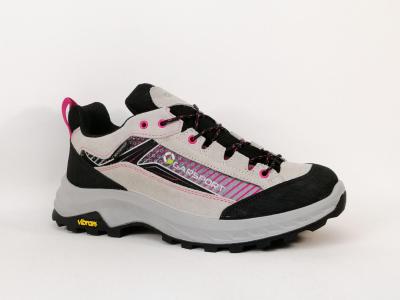 Chaussures randonnée femme imperméable basse cuir gris rose destockage GARSPORT mikeno low