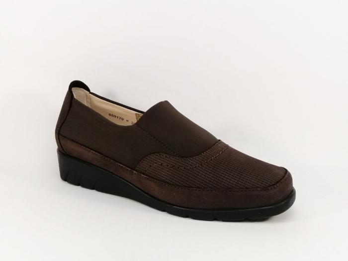 Mocassins pieds sensible femme cuir marron destockage LUXAT Emane
