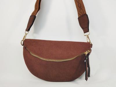 Sac banane femme pas cher velours marron chocolat tendance MARO S12-16