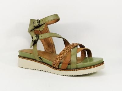 Sandale TAMARIS 28208 en cuir vert semelle compense confort femme 