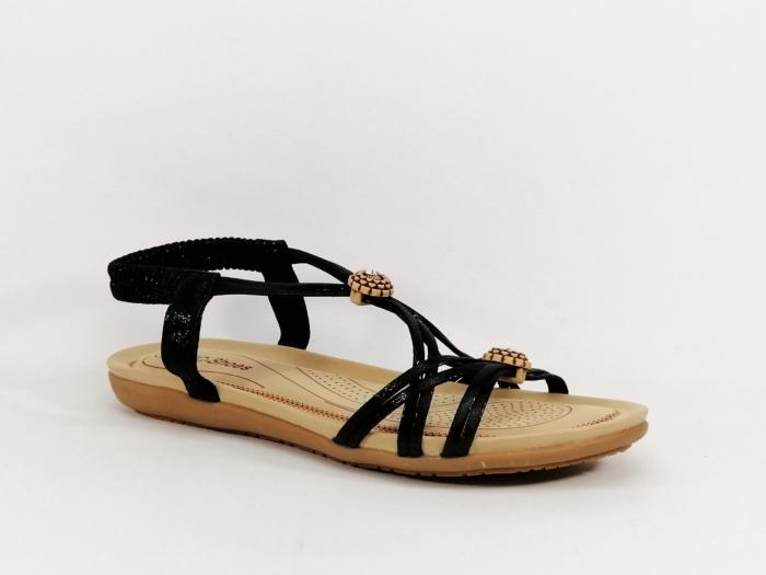Sandale noire plate tendance à pas cher pour femme CHIC SHOES DF16