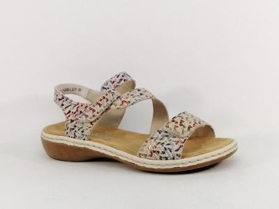 Sandale RIEKER 659C7 femme  scratch confortable tendance et souple cuir multicolore