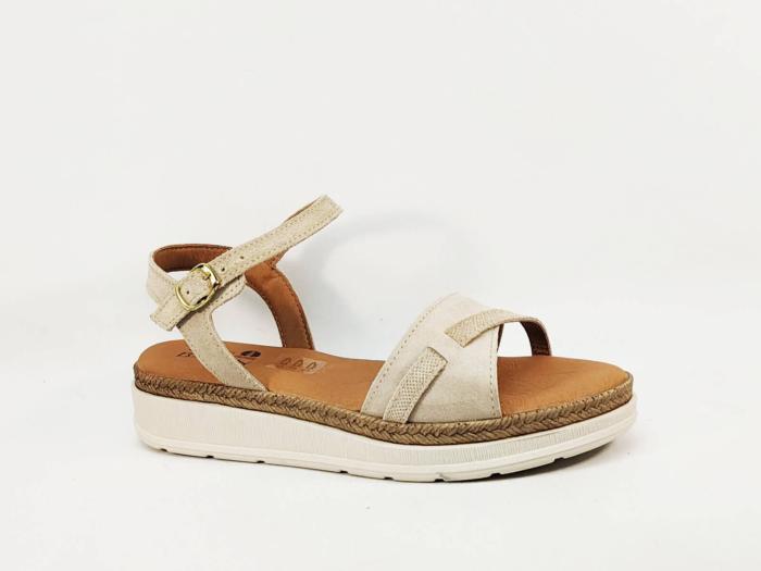 Sandales plateforme femme chic cuir beige semelle confortable moelleuse CAP BASSIN 26012
