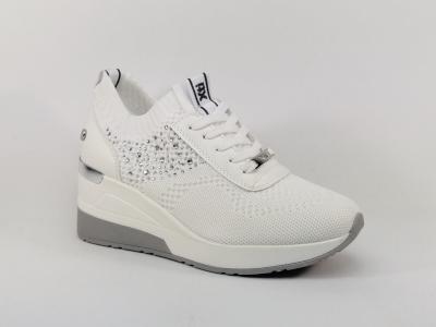 Sneakers compensée toile blanche destockage XTi 42593 femme