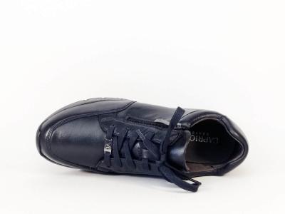 Basket femme grande largeur G CAPRICE 23702 cuir souple marine très confortable