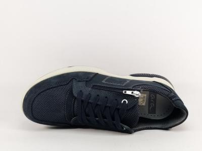 Basket homme confortable zip lacets cuir marine en destockage IMAC ARA 704905