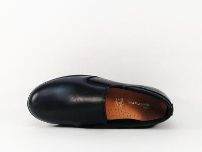 Mocassin compensé femme confortable cuir souple noir MORAN'S cabano pieds sensibles