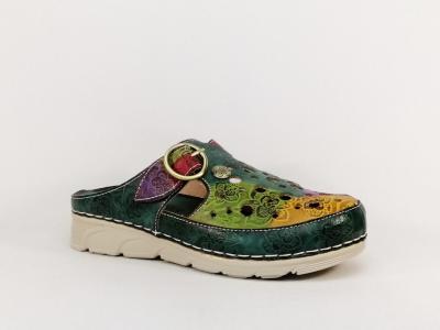 Sabot femme cuir confort et original coloré LAURA VITA dorry 08 fleurs