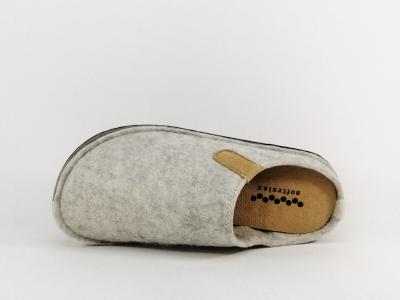 Chausson femme souple confortable semelle cuir à pas cher SOFTRELAX SUPREMO 8420930002 gris