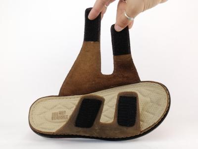 Mule homme confort cuir marron à scratch destockage NORWAY B880620 à pas cher
