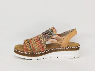 Sandale femme pied large chic semelle confortable RIEKER V1241 à élastiques