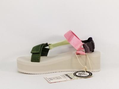 Sandale femme tendance destockage REFRESH 79393 multi-colore à velcro à pas cher vegan