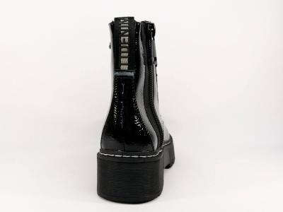 Bottine style rangers vernis noir TOM TAILOR 219640200 femme