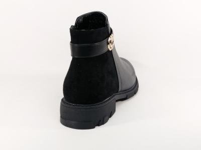 Bottine noire grande pointure femme bi-matière CINK ME V21 2 