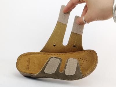 Mule femme confort semelle cuir à velcro kaki taupe tendance RELAXITY malalot à pas cher