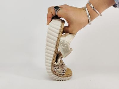 Sandale femme RIEKER 69276 pieds larges chic semelle confortable raphia à élastiques