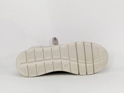 Basket pieds larges femme grand confort CAPRICE 23706 cuir gris largeur h