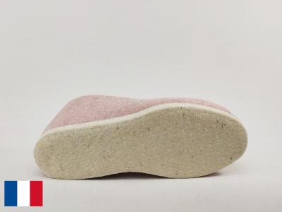 Charentaise femme semelle feutre chausson fourré en laine BOSSI charente rose pale fabrication France