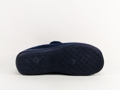 Chausson montant femme fourré laine à velcro SOCA 0471 marine chaud et confortable