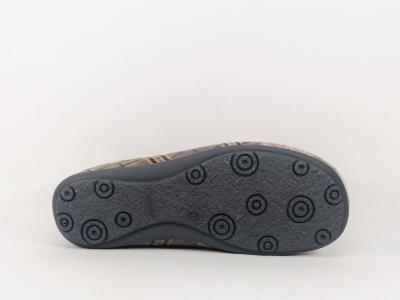 Chausson mule motif chat femme velours jaune gris CHIC & RELAX rebus