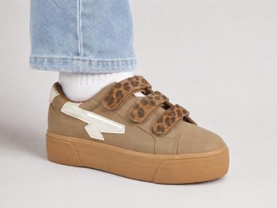 Basket femme scratch léopard destockage KAPORAL clovia semelle épaisse à pas cher