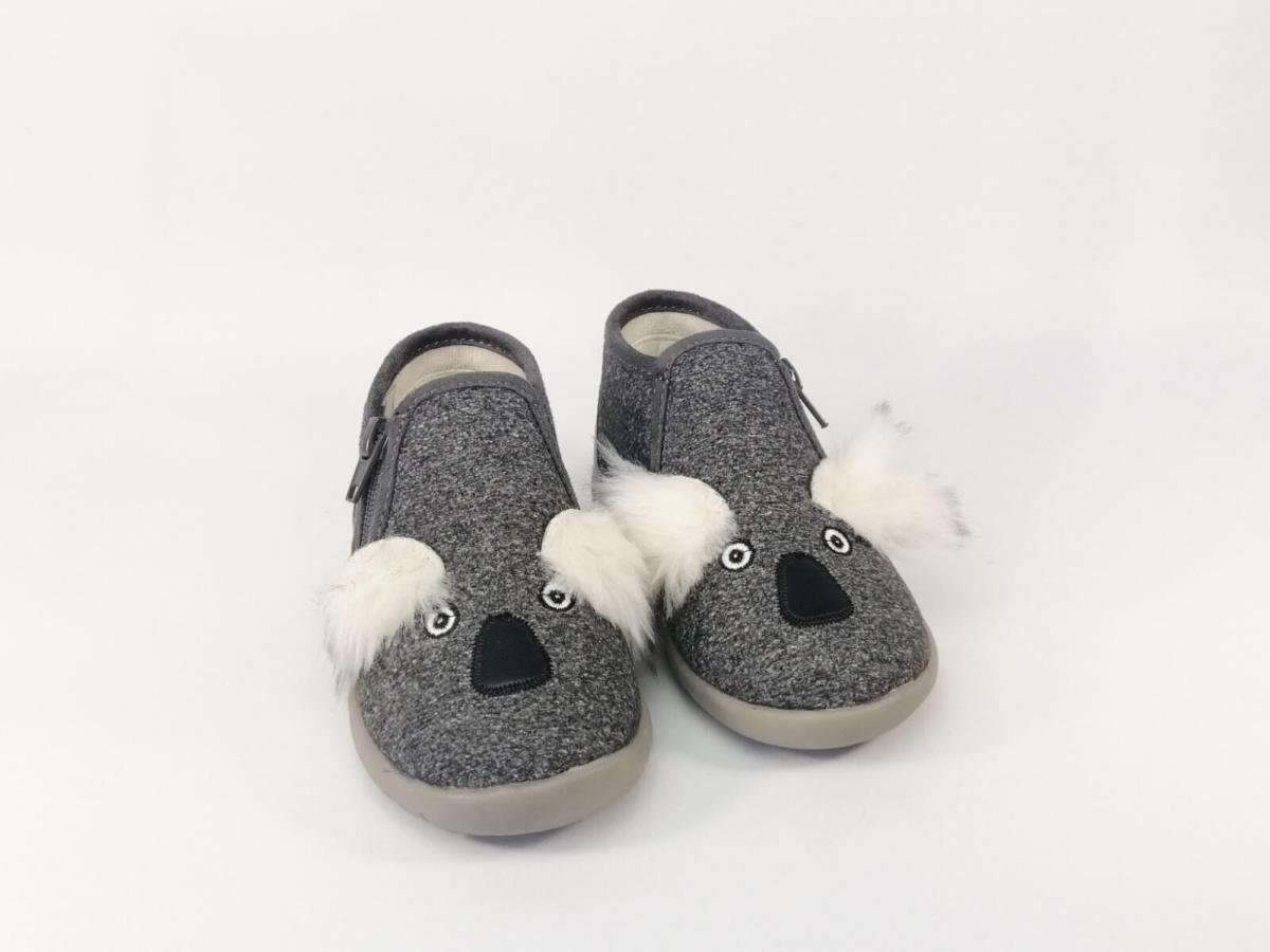 Chausson Gris Koalazip Destockage LITTLE MARY I Pointure Plus