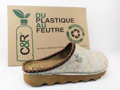 Mule femme en feutre vert recyclé CHIC & RELAX Madlyne