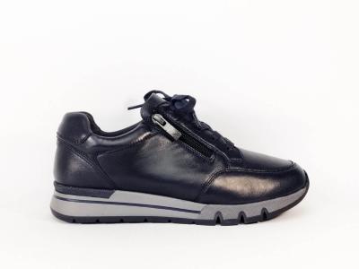 Basket femme grande largeur G CAPRICE 23702 cuir souple marine très confortable